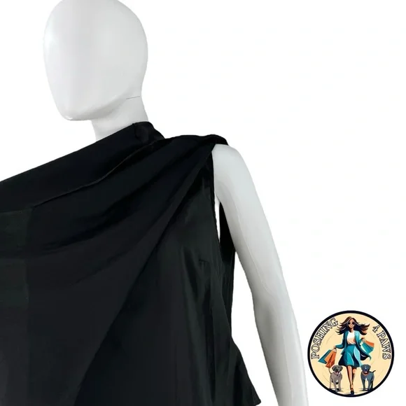 Tuckernuck NEW Black Selma Satin Twill Cape Flowy Round Neck Blouse Top Size M - Picture 7 of 8